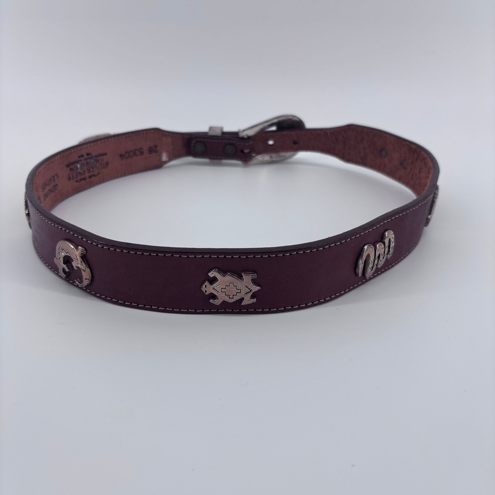 Silver Creek Leather Belt Mens 28 Brown Western Animal Concho Southwestern Aztec